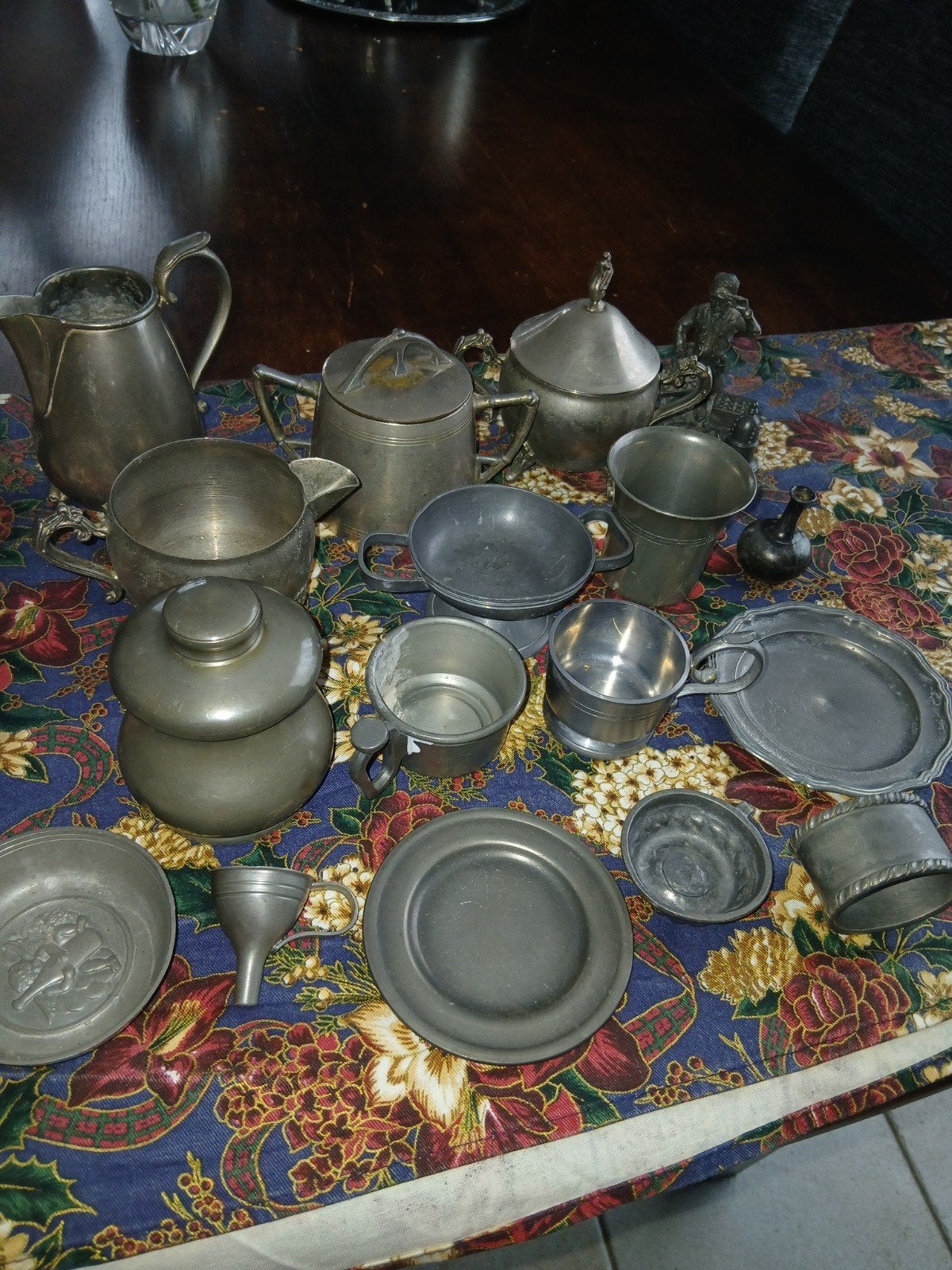 Grote collectie antiek tinnen servies en decoratie, Ophalen of Verzenden