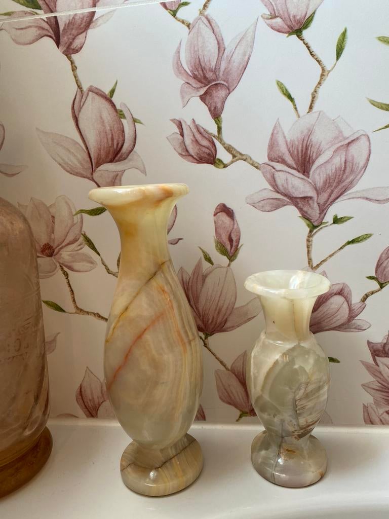 Set vintage onyx marmeren vazen, Huis en Inrichting, Steen, Overige kleuren, Ophalen of Verzenden, Zo goed als nieuw