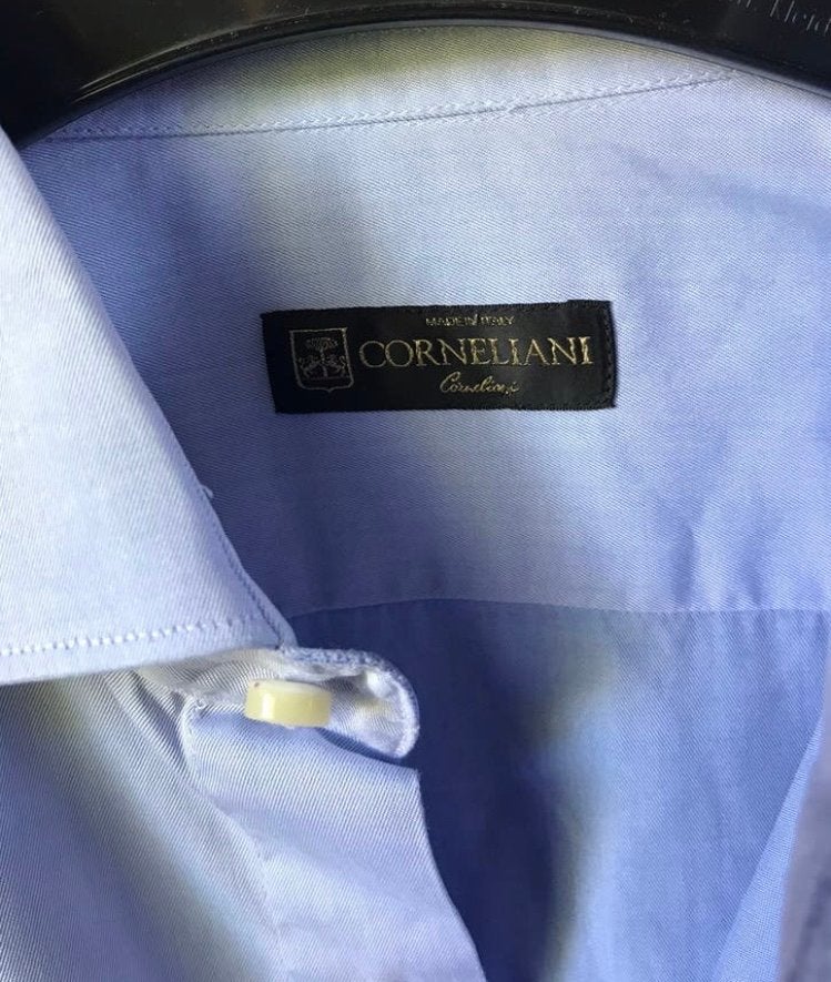 Corneliani overhemd lichtblauw Katoen Mt M, Ophalen of Verzenden, Gedragen, Blauw, Overige halswijdtes