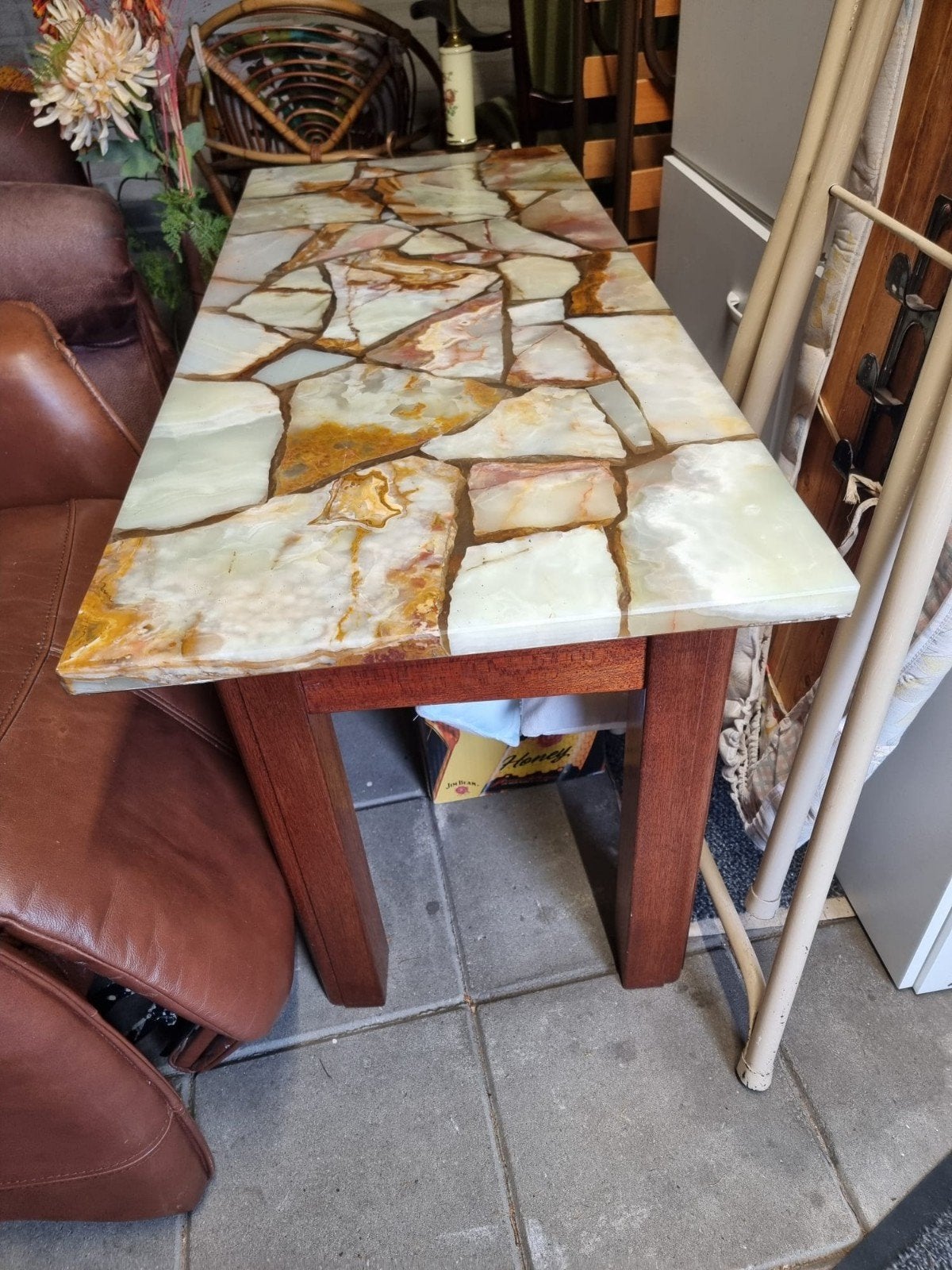 Unieke salontafel met marmeren blad, zeer mooi., Antiek en Kunst, Ophalen of Verzenden
