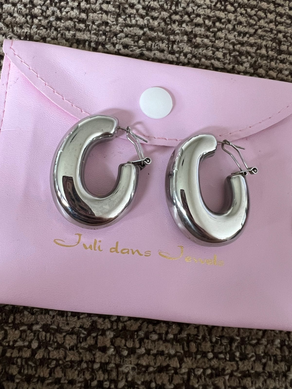 Juli dans oorbellen creolen zilver, Ophalen of Verzenden, Zo goed als nieuw, Zilver, Hangers