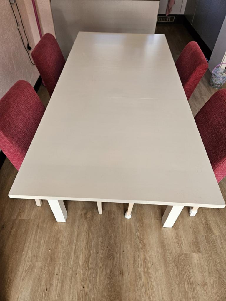Uitschuifbare eettafel met 4 stoelen, Ophalen, Gebruikt, 200 cm of meer, 50 tot 100 cm