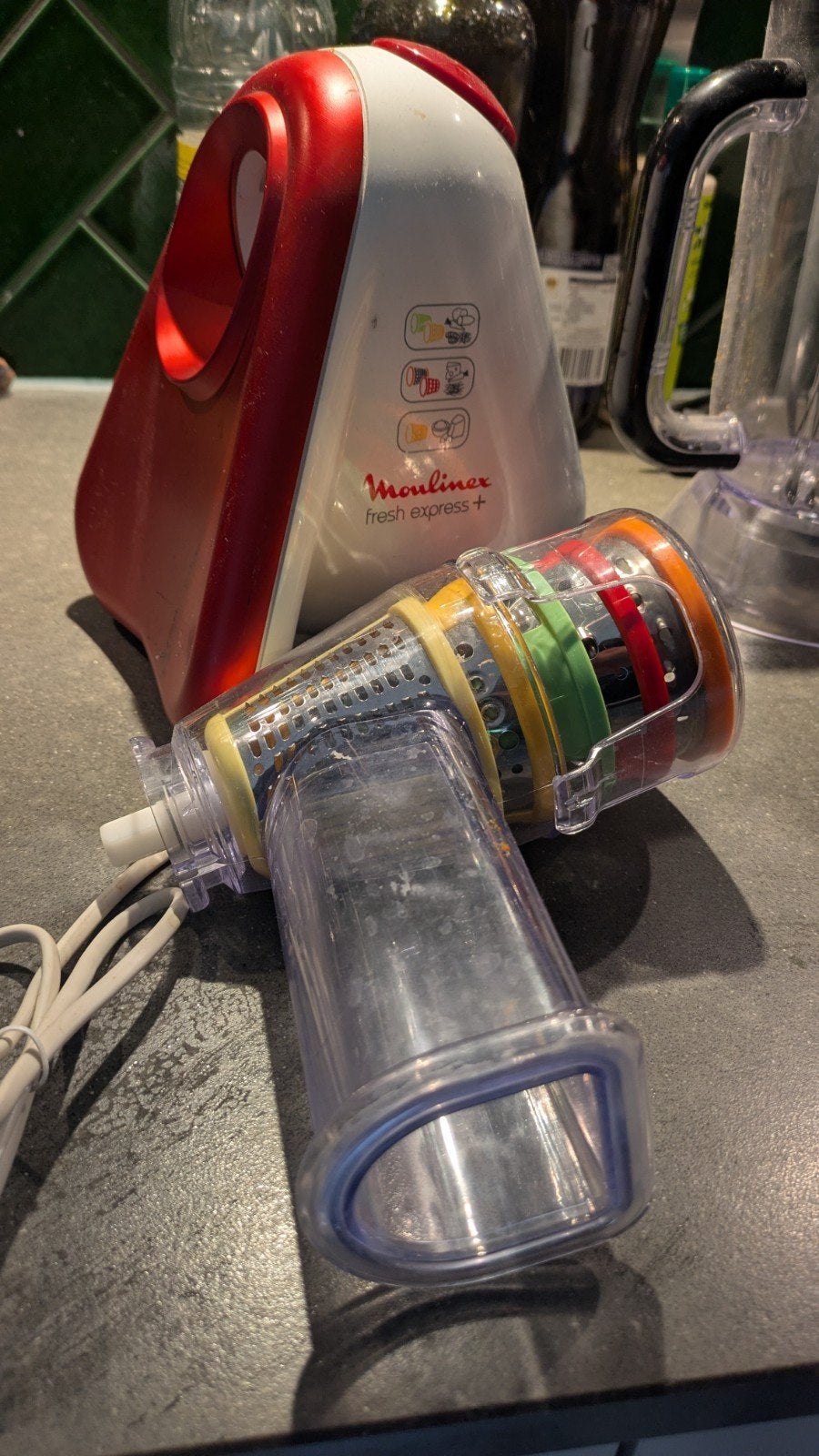 Moulinex Fresh Express + hakmolen/rasp, Gebruikt, Ophalen of Verzenden, Vaatwasserbestendig, Minder dan 1 liter