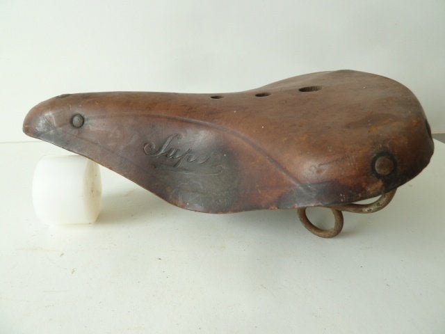 antieke fiets zadel leder oldtimer rijwiel vintage, Ophalen of Verzenden, Zadel