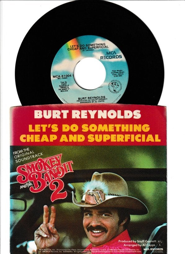 BURT REYNOLDS  -  LET'S DO SOMETHING CHEAP AND SUPERFICIAL -, Filmmuziek en Soundtracks, 7 inch, Zo goed als nieuw, Overige typen