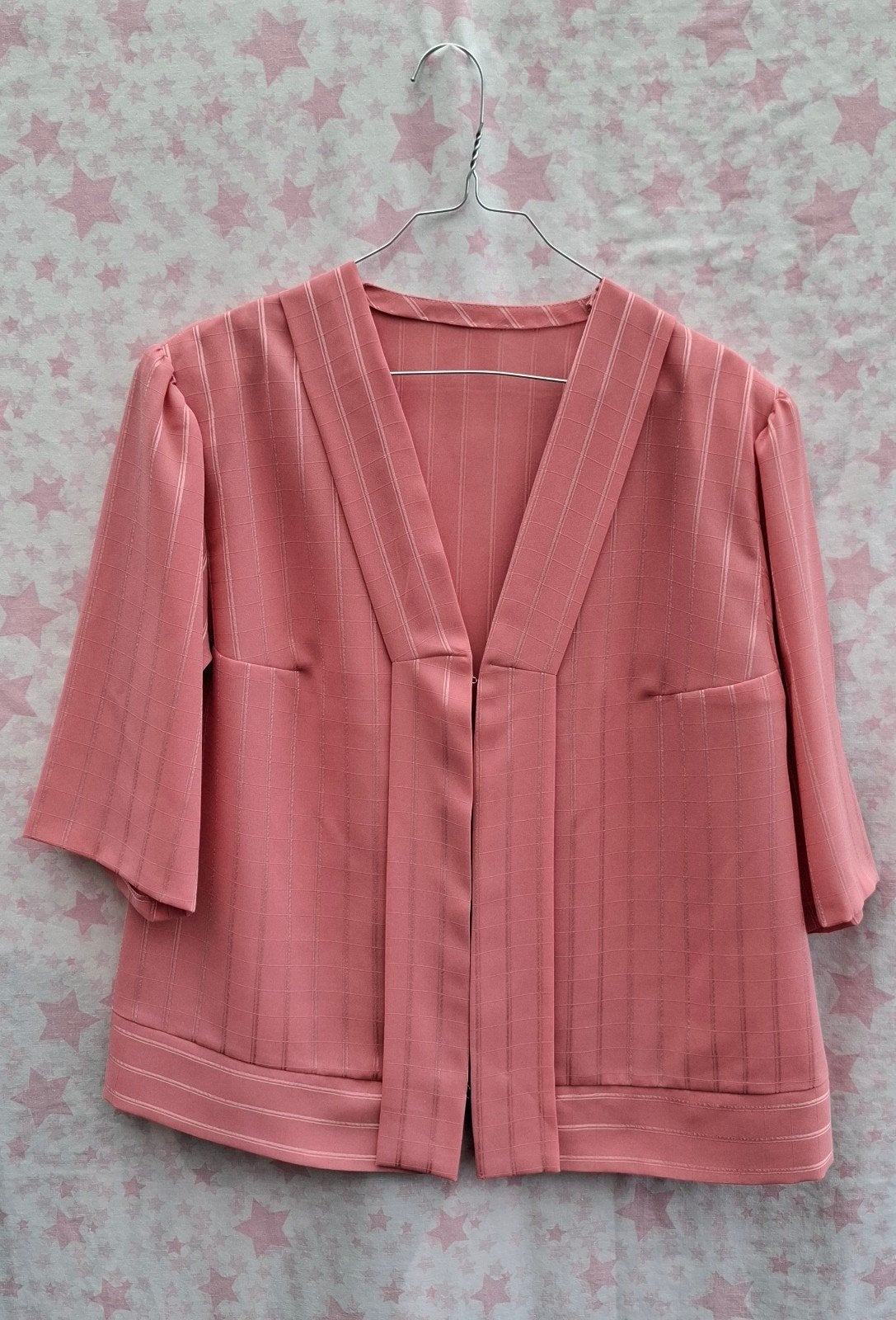 Vintage blouse/ jasje,  maat 40/L - roze / zalm - 90's, Maat 38/40 (M), Onbekend, Ophalen of Verzenden, Vintage