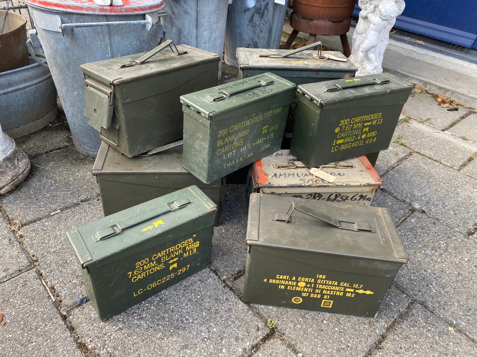 verzameling van originele, metalen munitiekisten, Ophalen, Kist of Geocache, Nvt, Nederland