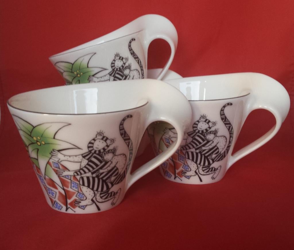 Villeroy & Boch New Wave Caffé Jungle - 4 grote koppen, Ophalen of Verzenden, Zo goed als nieuw, Overige stijlen, Kop(pen) en/of Schotel(s)