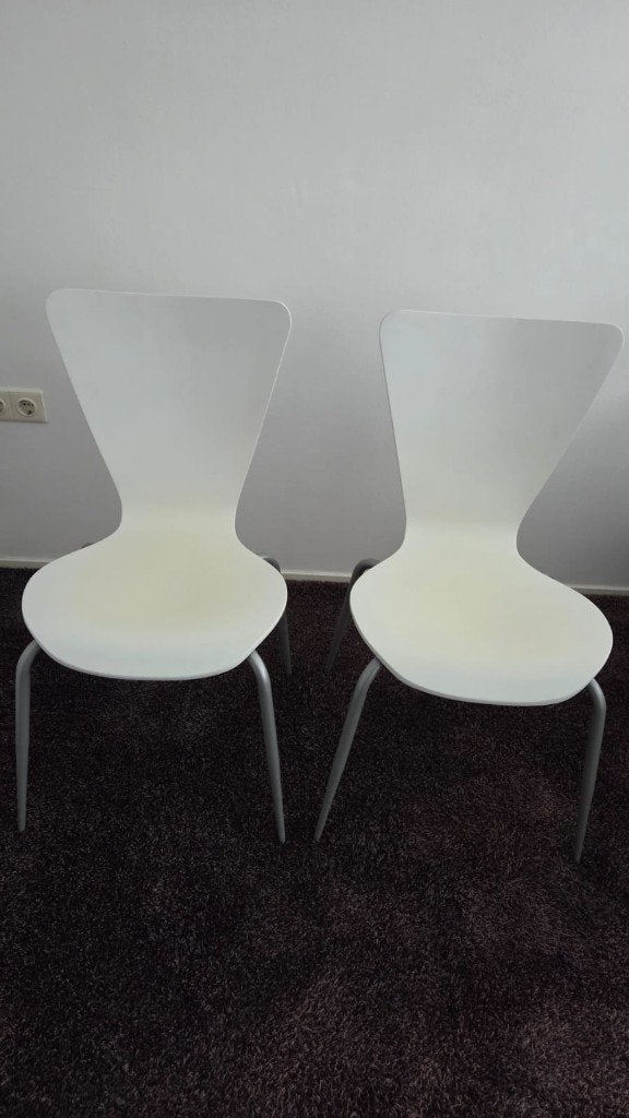 Set van 2 moderne witte stoelen, Ophalen, Gebruikt, Twee, Wit