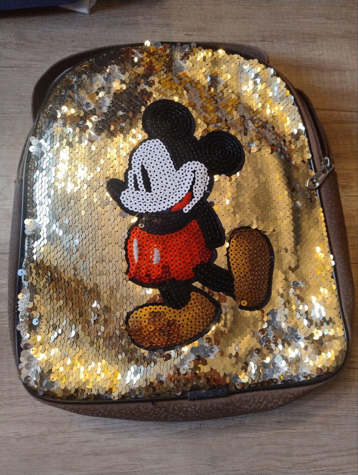 Mickey Mouse Rugzak met Pailletten, Gebruikt, Disney of Dora, 25 tot 40 cm, Ophalen of Verzenden