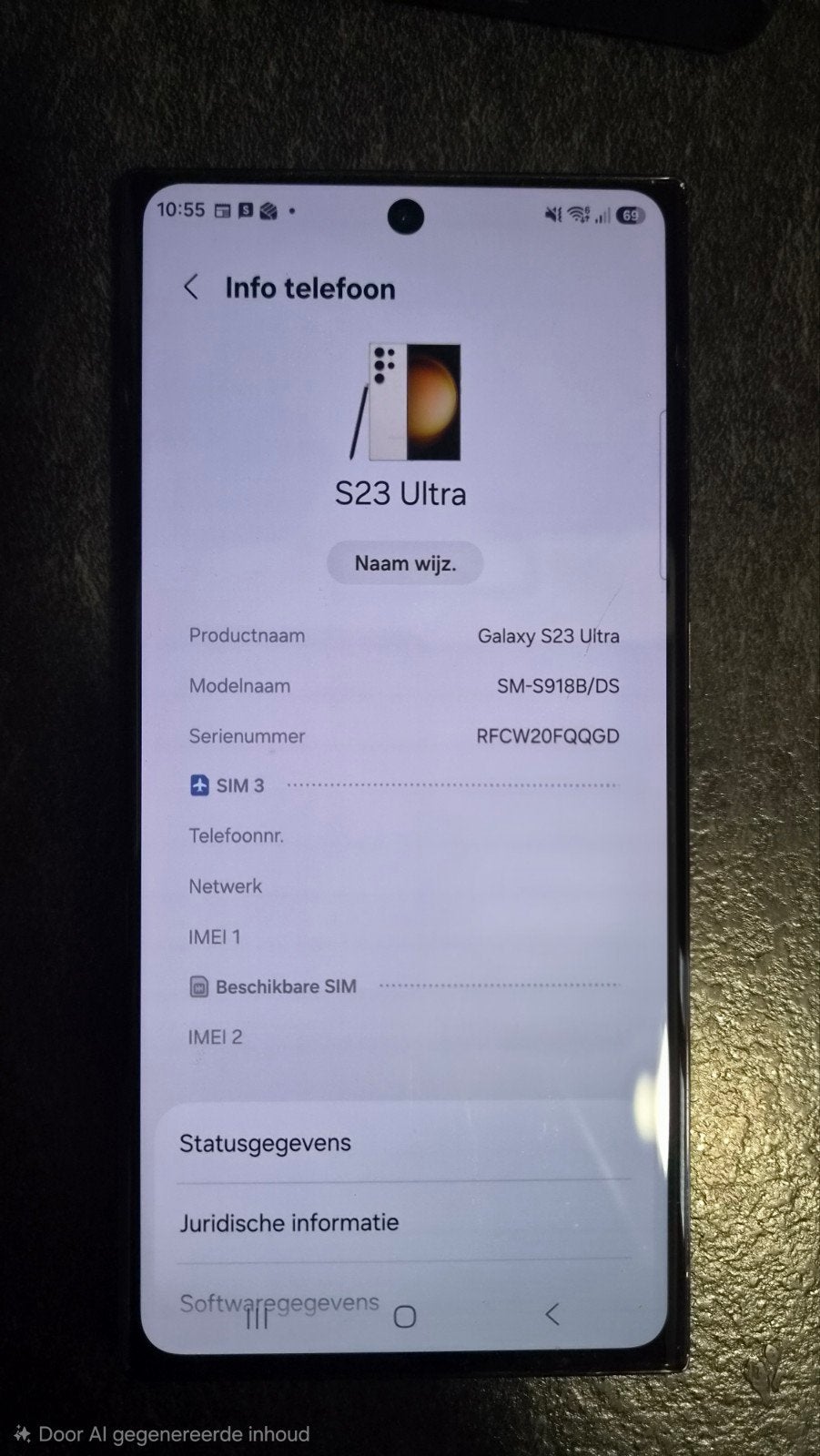 Samsung Galaxy S23 Ultra, Ophalen, Gebruikt, Wit, Touchscreen