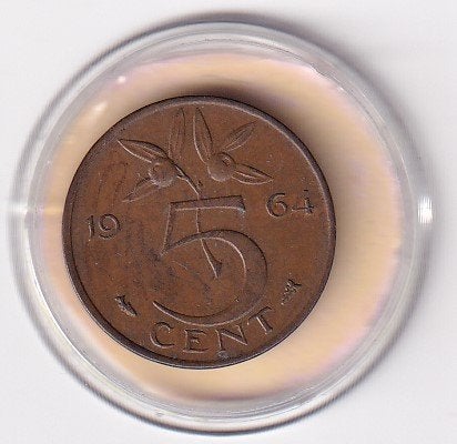 5 Cent 1964  Zeer Fraai, Verzenden, Koningin Juliana, 5 cent, Losse munt