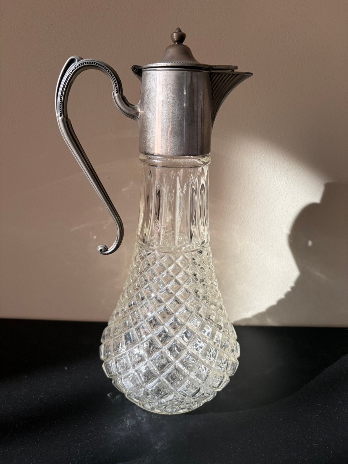 Antieke Stijl Engelse Wijnkaraf/Claret Jug Verzilverd, Ophalen