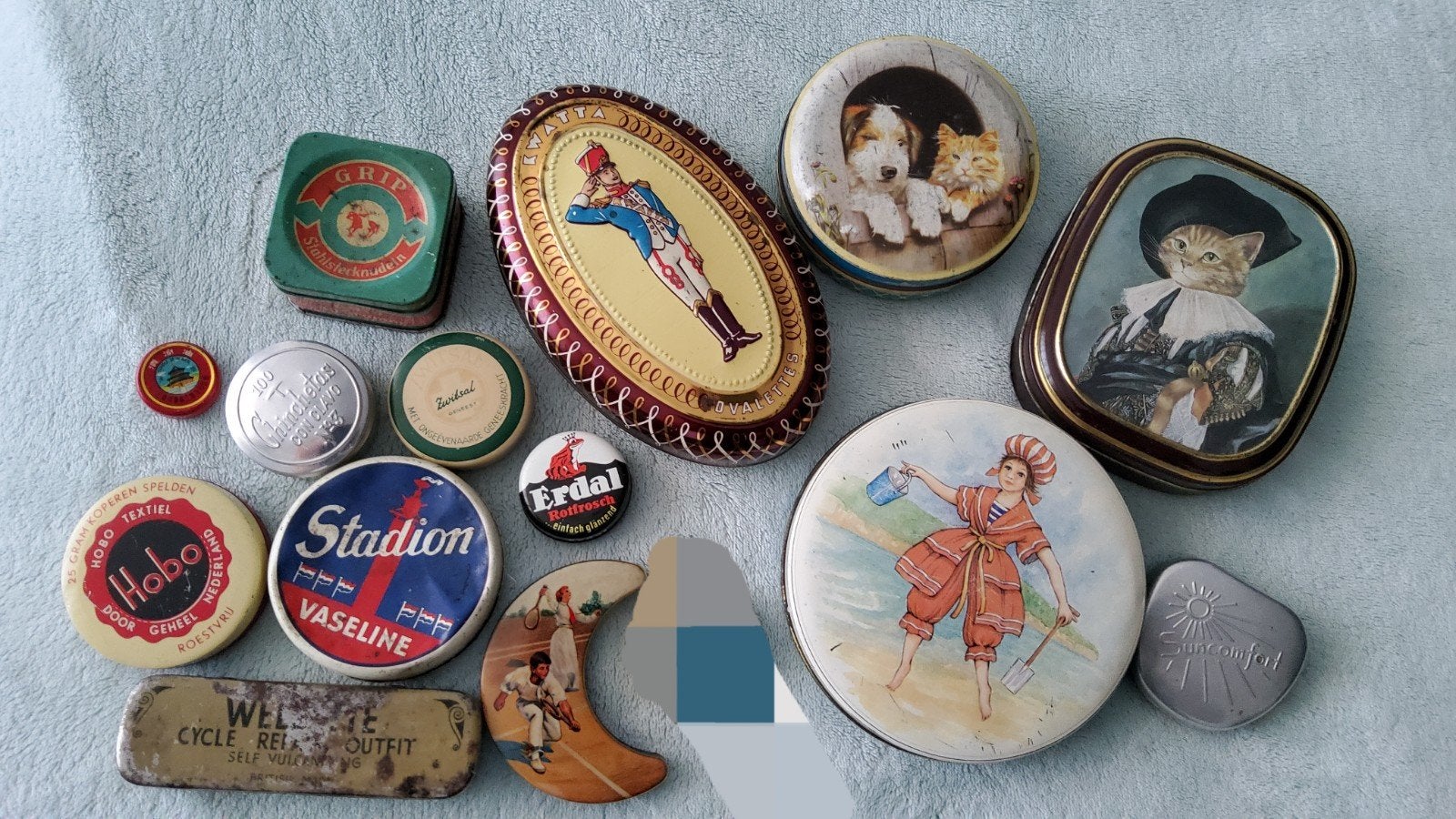 Oude retro blikken KWATTA HORNER POES HOND BLIK, Verzamelen, Blikken, Ophalen of Verzenden, Gebruikt, Overige