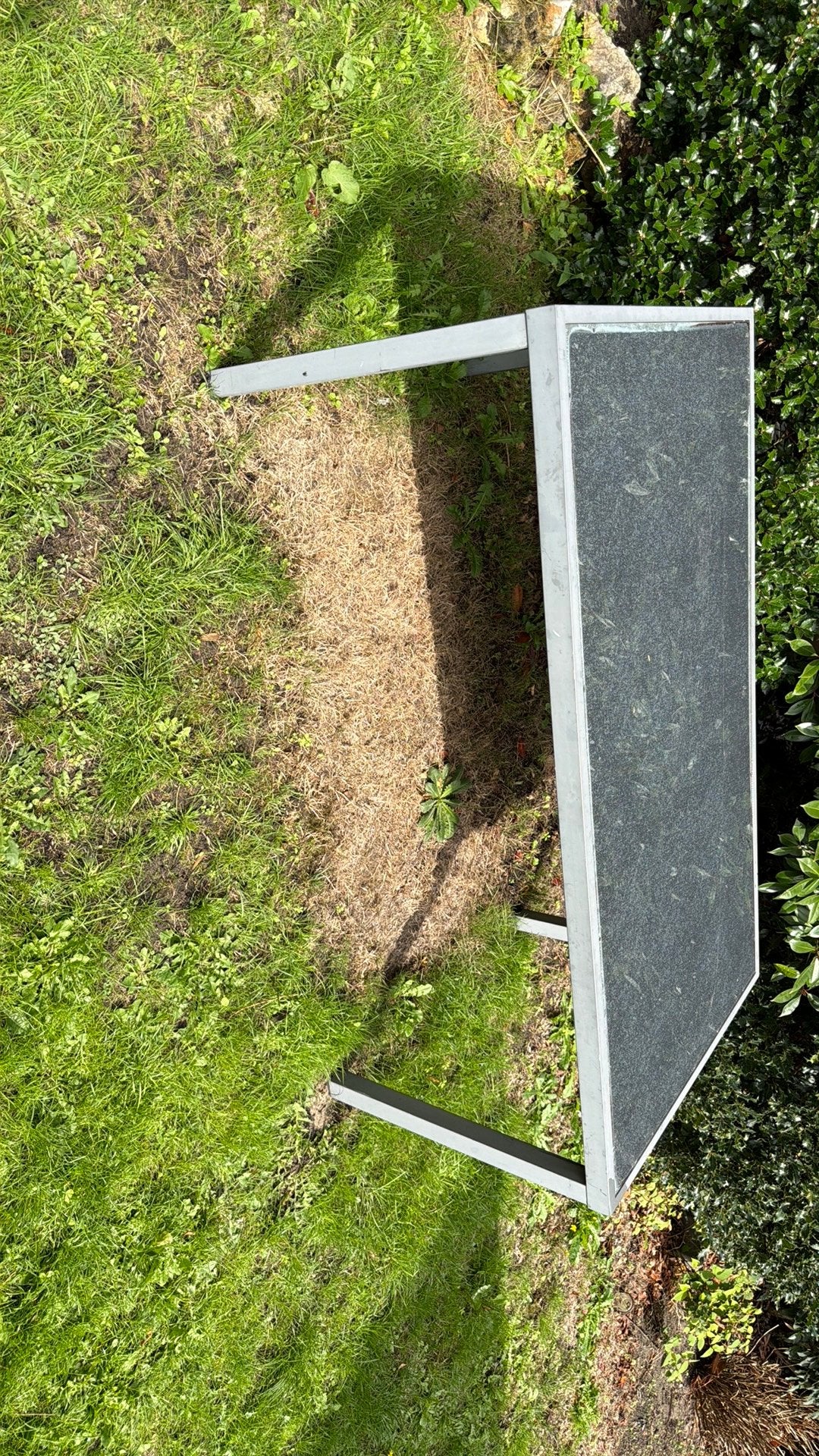 Tuintafel glas en metaal 6 persoons, Ophalen, Zo goed als nieuw, Rechthoekig, Metaal