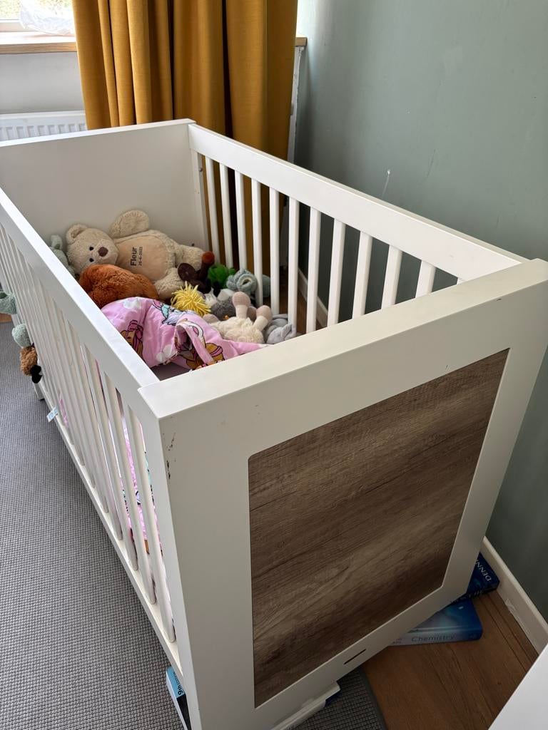 Kidsmill ledikant 120x60, Ophalen, Wit, 190 cm of minder, Hout
