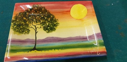 wandbord met boom en zon, Ophalen of Verzenden