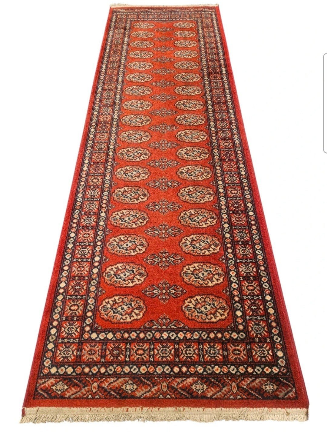 Vintage oosters wol Bouchara tapijt loper rood 80x248cm