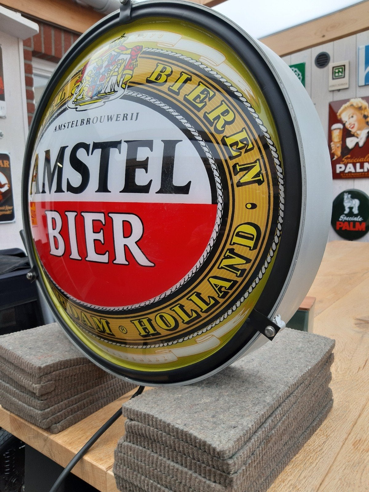 Amstel bier lichtbak - Enkelzijdig 50 cm diamtr, Verzamelen, Ophalen of Verzenden, Gebruikt, Reclamebord