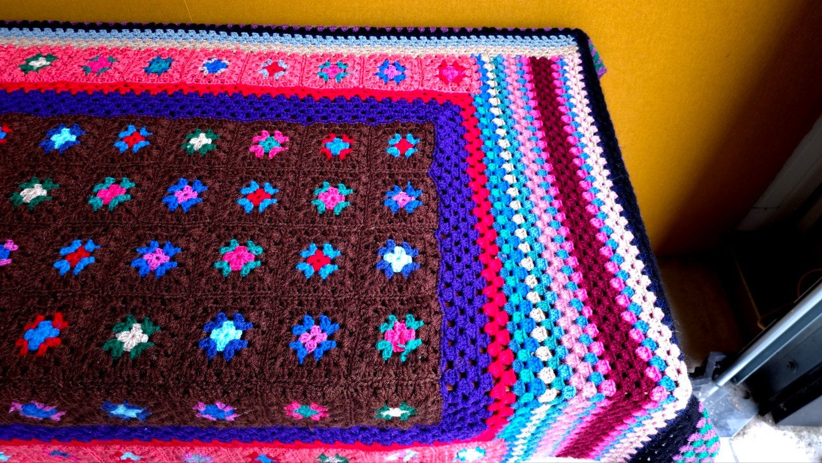 Gehaakte Sprei Jaren '70 - Vrolijke Kleuren 145x170cm, Gebruikt, Eenpersoons, Niet van toepassing, Meerkleurig