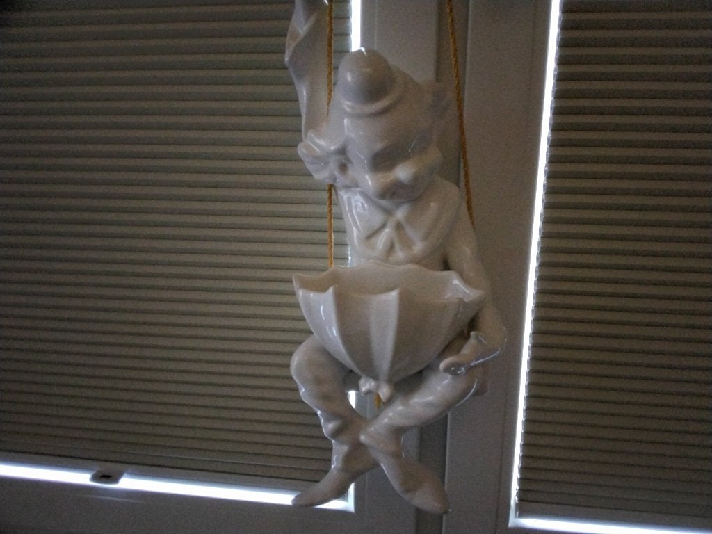 witte pierrot planten hanger, Overige materialen, Ophalen of Verzenden, Zo goed als nieuw, Modern