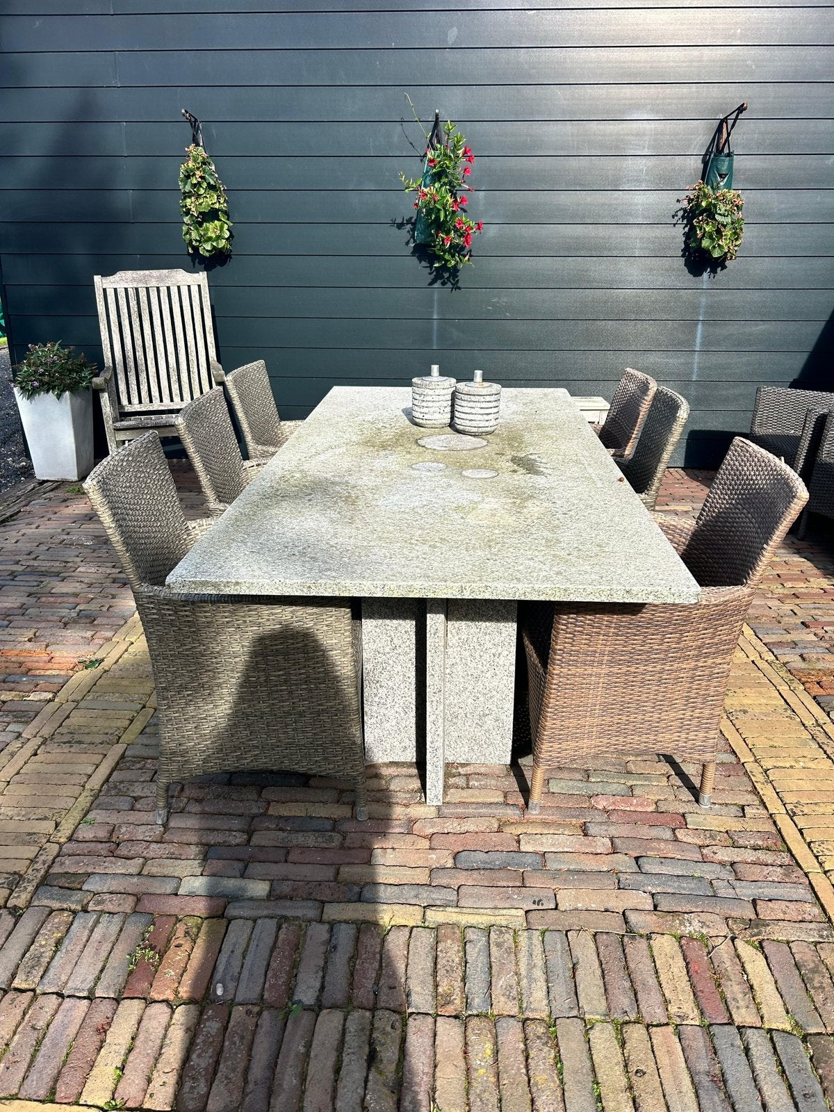 Hard stenen tafel, Tuin en Terras, Ophalen, Overige materialen, Gebruikt, Eettafel