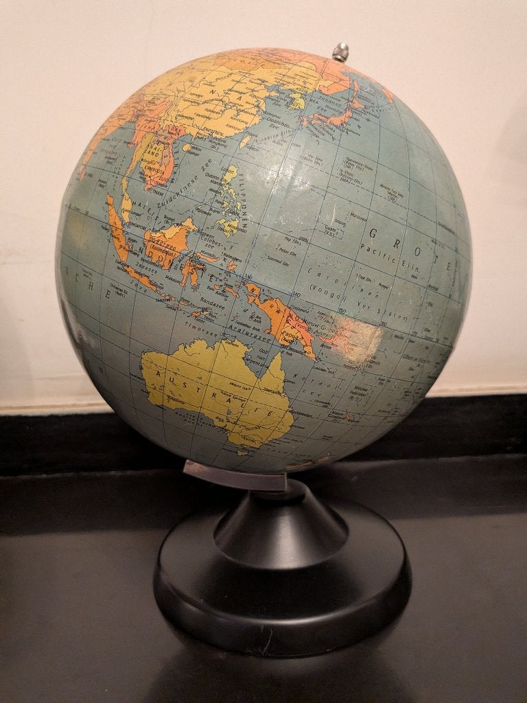 Vintage wereldbol, globe, DDR, Oost-Duitsland, 1973, Ophalen of Verzenden