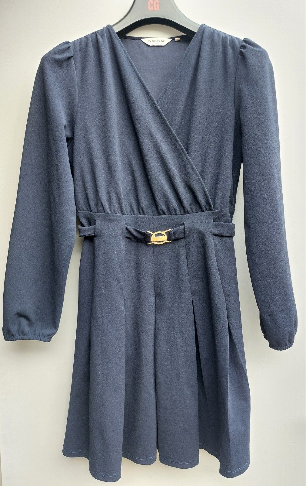NAF NAF Jurk met gouden gesp - Maat 38 (M), Maat 38/40 (M), Blauw, Ophalen of Verzenden, Zo goed als nieuw