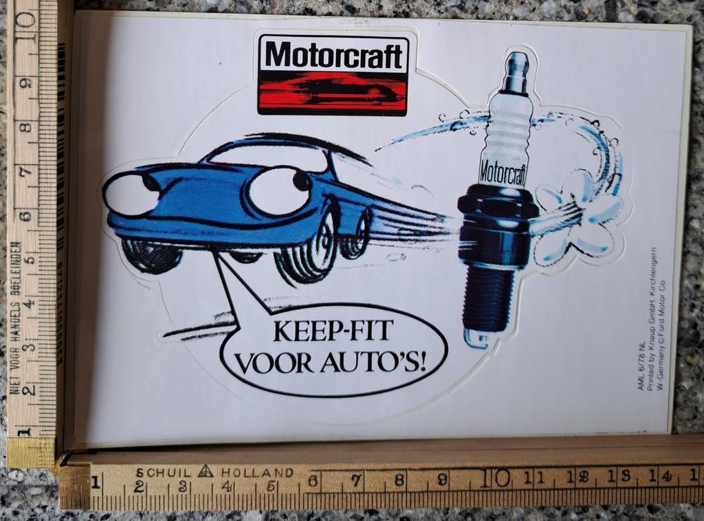 Vintage sticker Motorcraft Bougies blauwe auto merk logo, Ophalen of Verzenden, Zo goed als nieuw