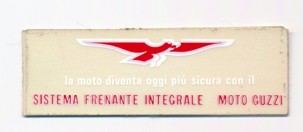 Moto Guzzi fuel tank sticker INTEGRAL BRAKING SYSTEM new, Ophalen of Verzenden, Nieuw
