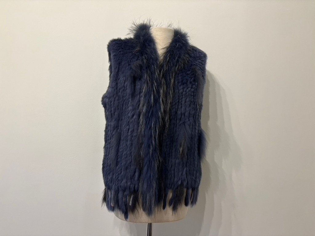 Luxe bodywarmer - echt bont - diepblauw - 36 / 40 - nieuw, Kleding | Dames, Geen, Nieuw, Maat 36 (S), Geen merk