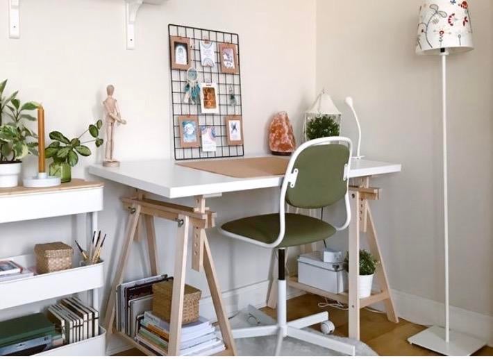 MITTBACK schragen, 2 stuks tafelpoten burea tafel, Huis en Inrichting, Bureaus, Gebruikt, Overige typen, IKEA, Natuurlijk, Hout