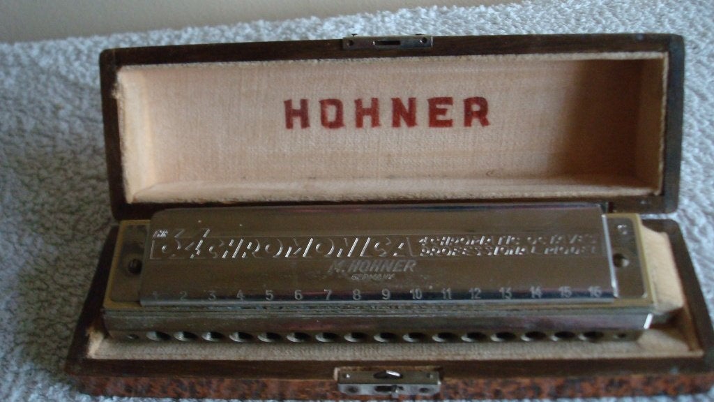 hohner mondharmonica + opbergkistje vintage/retro, Verzenden, Gebruikt, C-mondharmonica, Met koffer of doosje