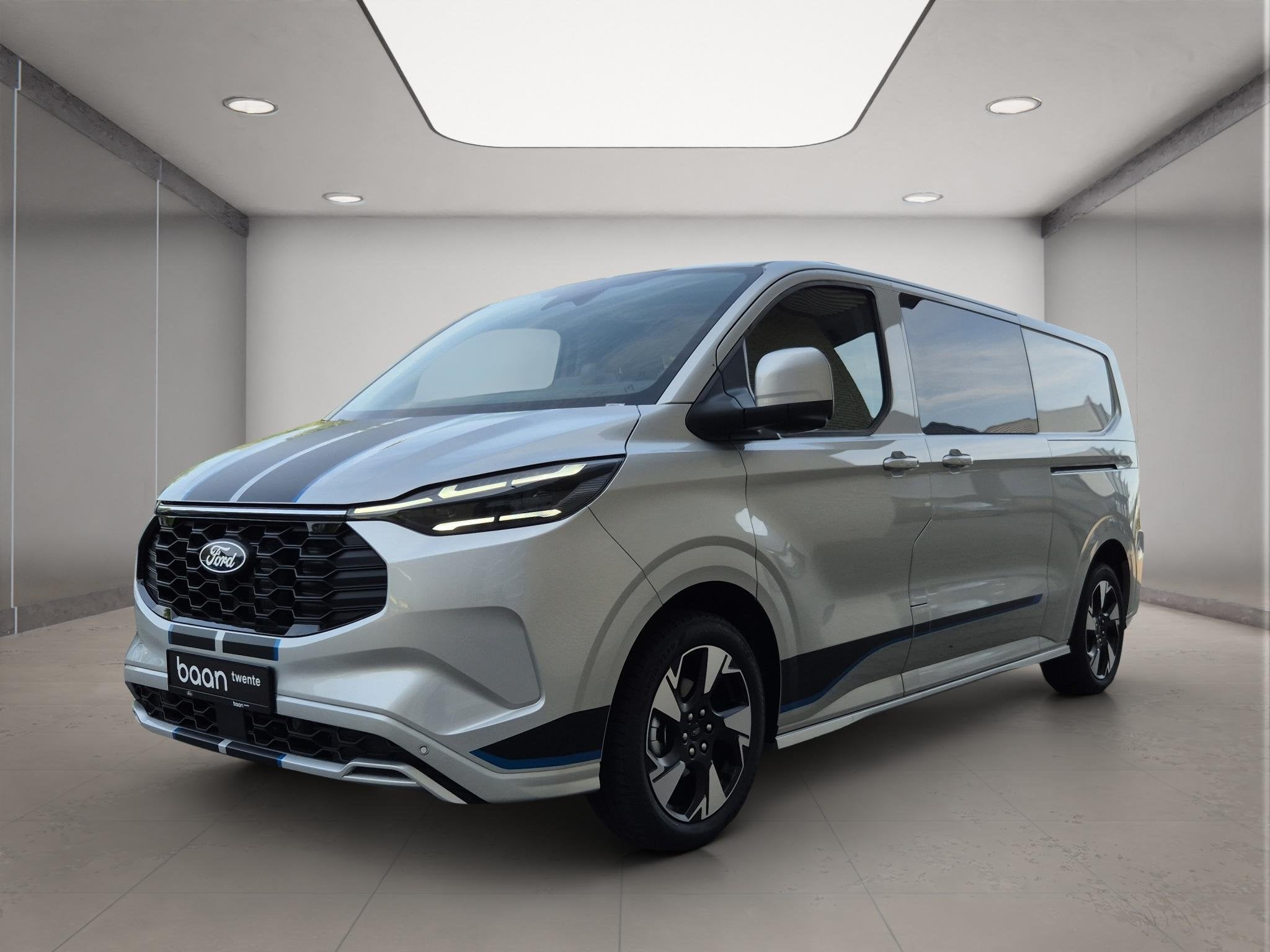 Ford Transit Custom 320 2.5 PHEV L2H1 Sport Dubbel Cabine |, Auto's, 12 maanden, Zwart, Bedrijf, Nieuw