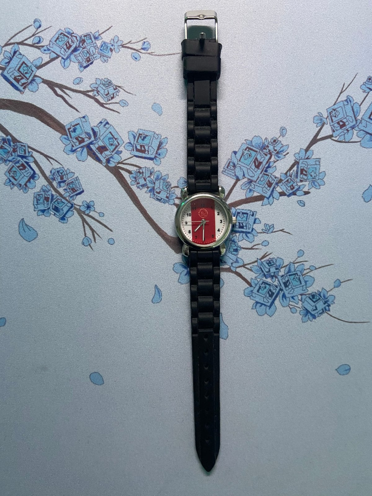 Ajax Horloge voor Kinderen - Zwart met Rood/Wit Wijzerplaat, Ophalen of Verzenden, Gebruikt, Zwart, Jongen of Meisje