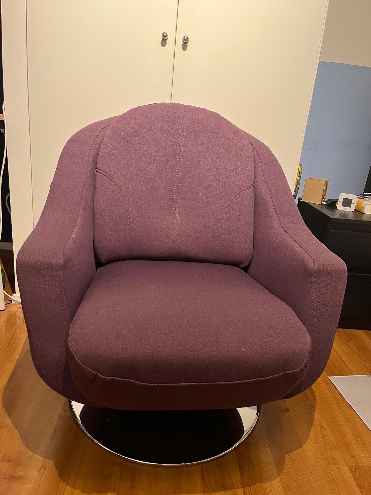 Comfortabele paarse fauteuil met draaivoet, Ophalen, Gebruikt, Overige kleuren, Eén