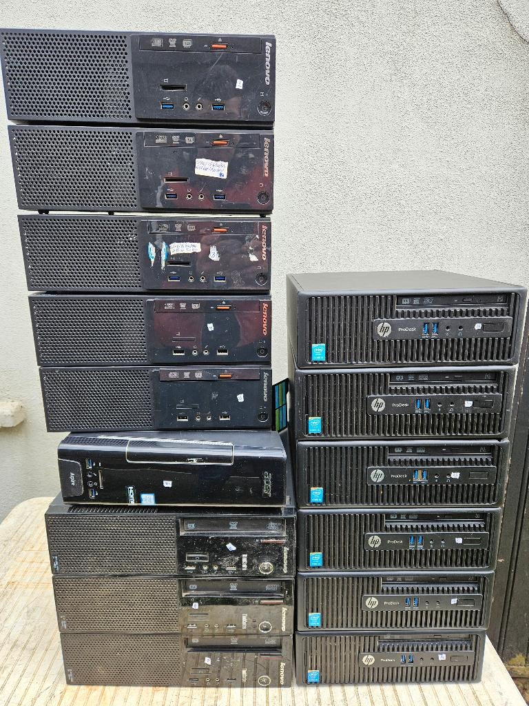 Partij van 15 desktop pc’s – volledig werkend, Computers en Software, Desktop Pc's, Ophalen, Gebruikt, 3 tot 4 Ghz, HDD