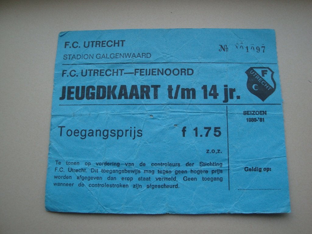 Voetbalkaartje F.C. Utrecht - Feijenoord 1980 / 1981 nr. 52., Verzenden, Gebruikt, Feyenoord, Overige typen
