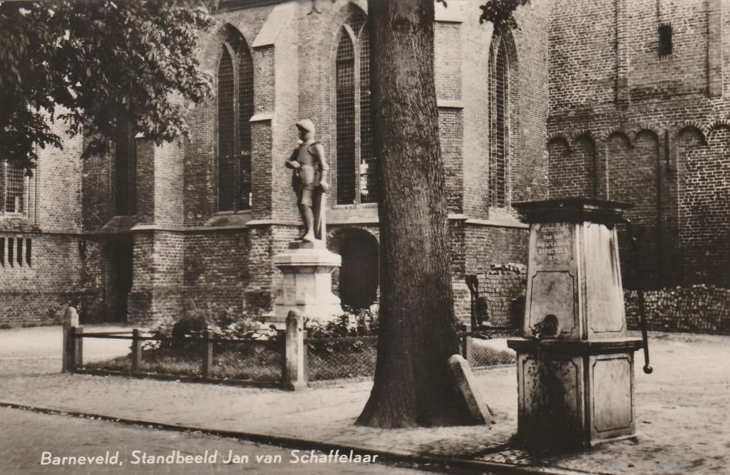 BARNEVELD Standbeeld Jan van Schaffelaar, Verzamelen, Ansichtkaarten | Nederland, Ongelopen, Gelderland, 1960 tot 1980, Verzenden