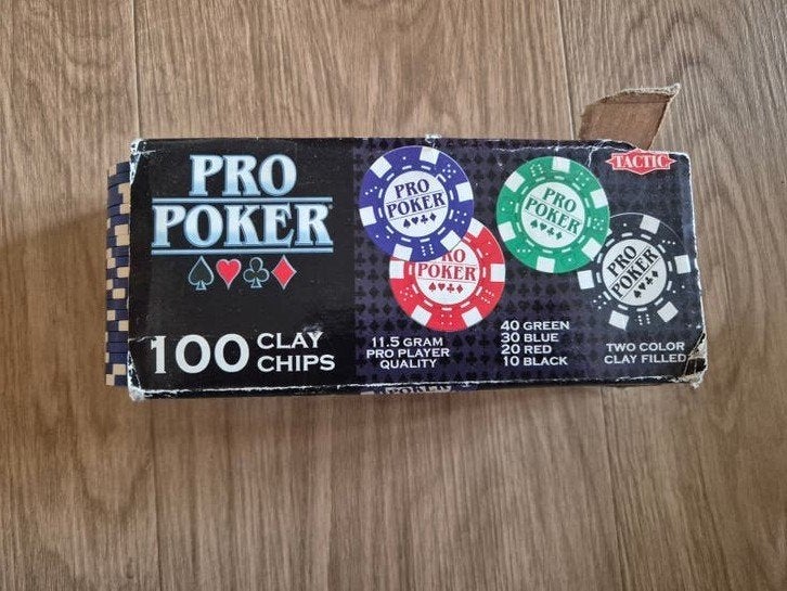 Pro Poker Clay Chips - 100 stuks, Hobby en Vrije tijd, Drie of vier spelers, Ophalen, Gebruikt, Tactic
