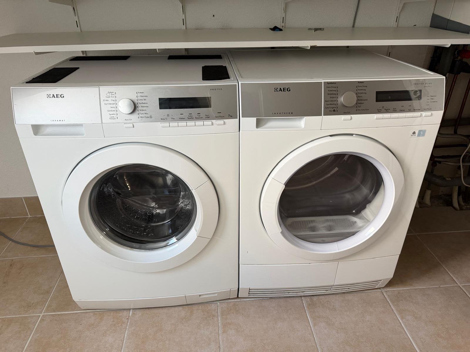 AEG wasmachine en warmtepomp droger, Ophalen, 6 tot 8 kg, Gebruikt, 1600 toeren of meer