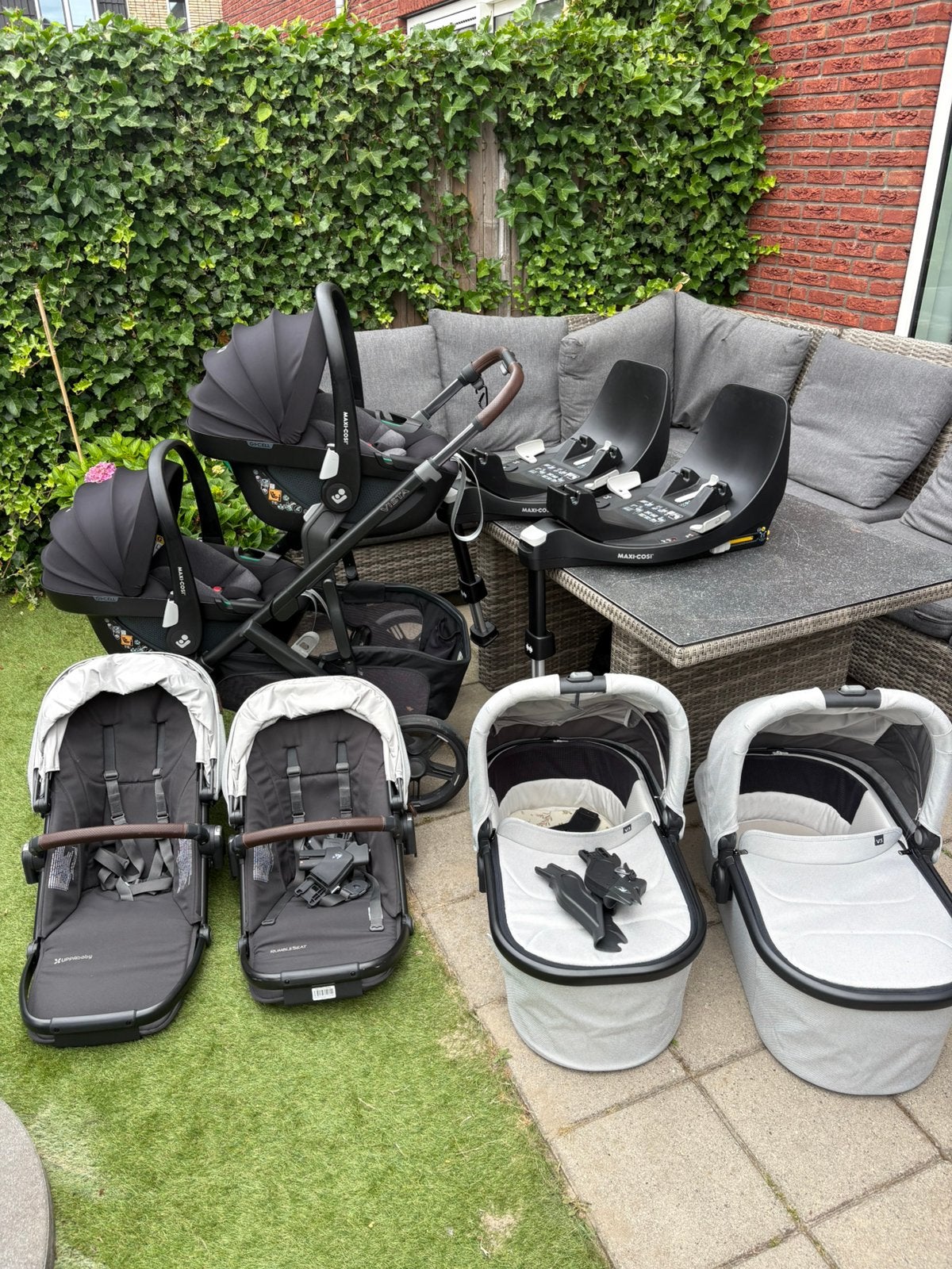 Complete UPPAbaby Vista V3 + 2 Pebble 360 + FamilyFix 360, Ophalen, Zo goed als nieuw, Maxi-Cosi, Verstelbare rugleuning