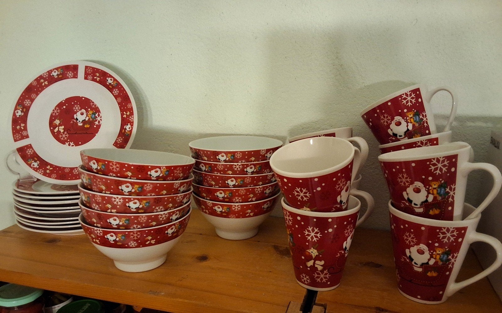 Kerstservies 10 personen met kerstman, kerst, Ophalen of Verzenden