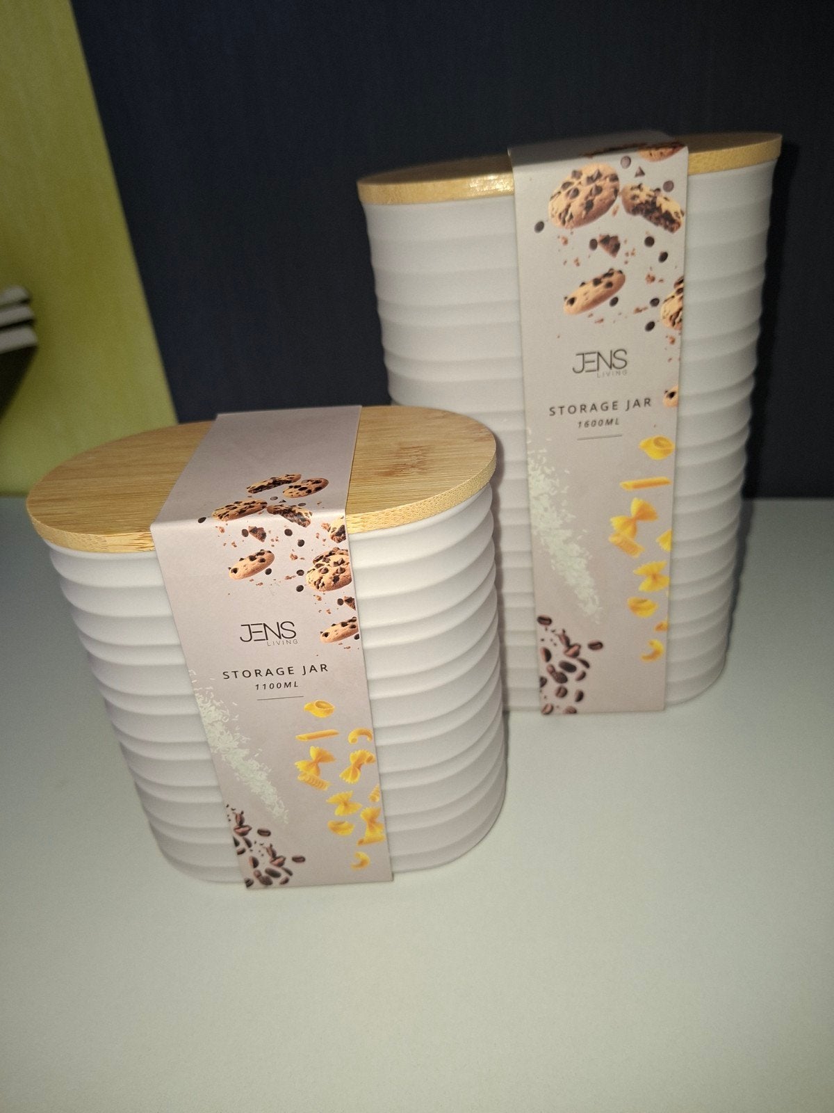 Jens Living Voorraadpotten Set - 1100ml & 1600ml, Nieuw, Ophalen of Verzenden, Voorraadpot, Steen/keramiek