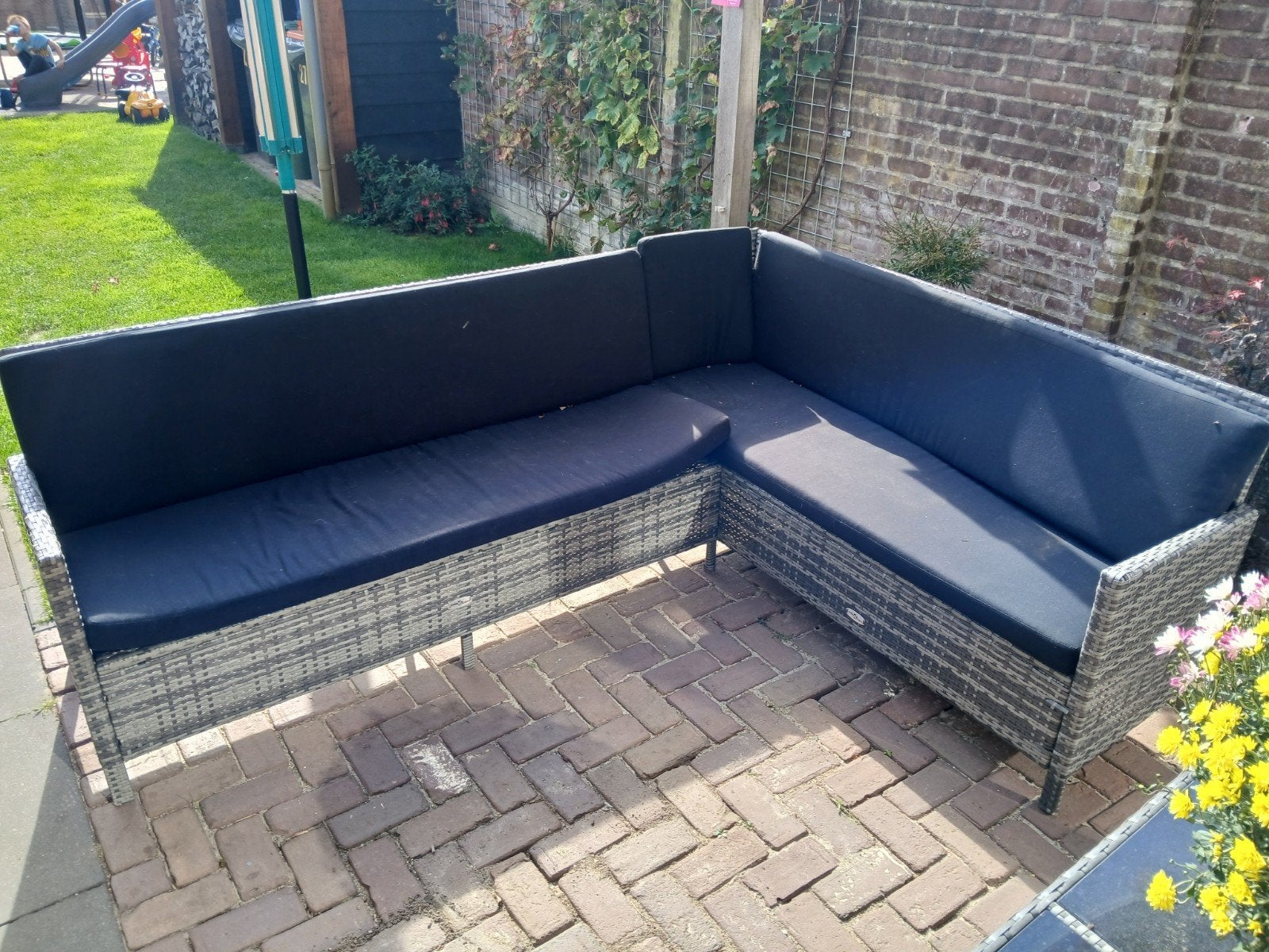 lounge bank met kussens, Tuin en Terras, Ophalen, 5 zitplaatsen, Gebruikt, Loungeset
