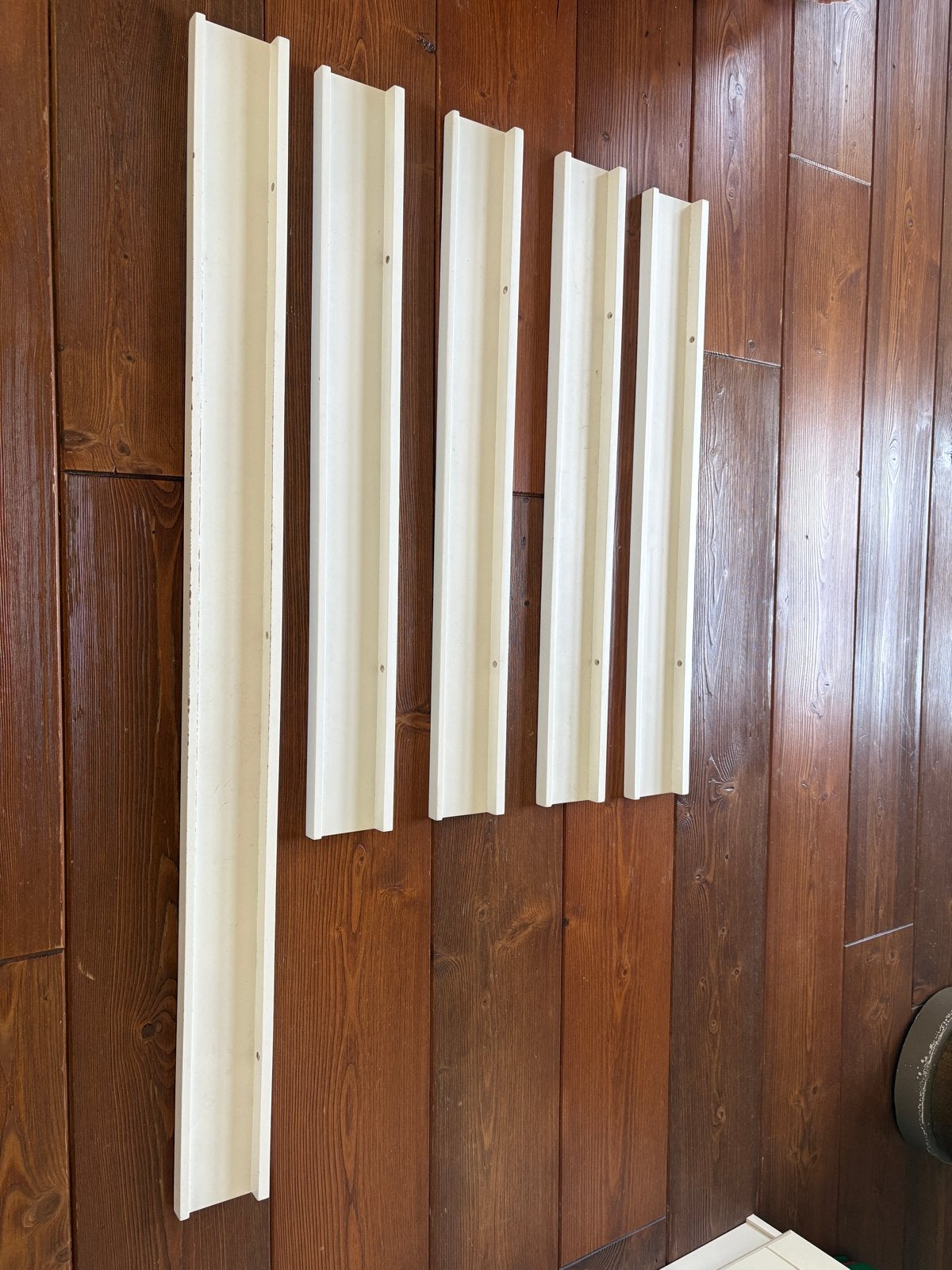 5x houten wandplanken, 1x 118cm, 4x 80cm, Huis en Inrichting, Woonaccessoires | Wandplanken en Boekenplanken, Ophalen, Gebruikt