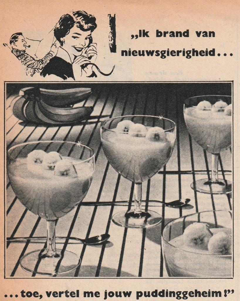 Retro reclame 1956 Saroma pudding zuivel fijnste dessert, Verzenden, Overige typen