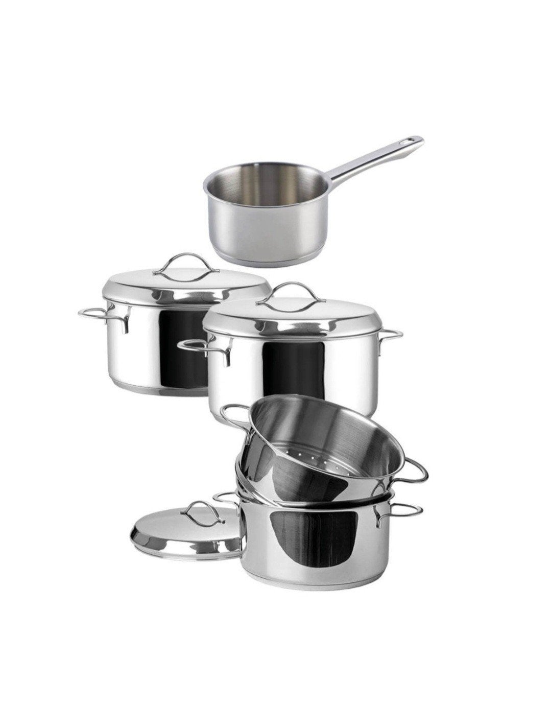 Habonne Eurocuisine 5-delige pannenset rvs, Huis en Inrichting, Met deksel, Nieuw, Pannenset, Ophalen of Verzenden