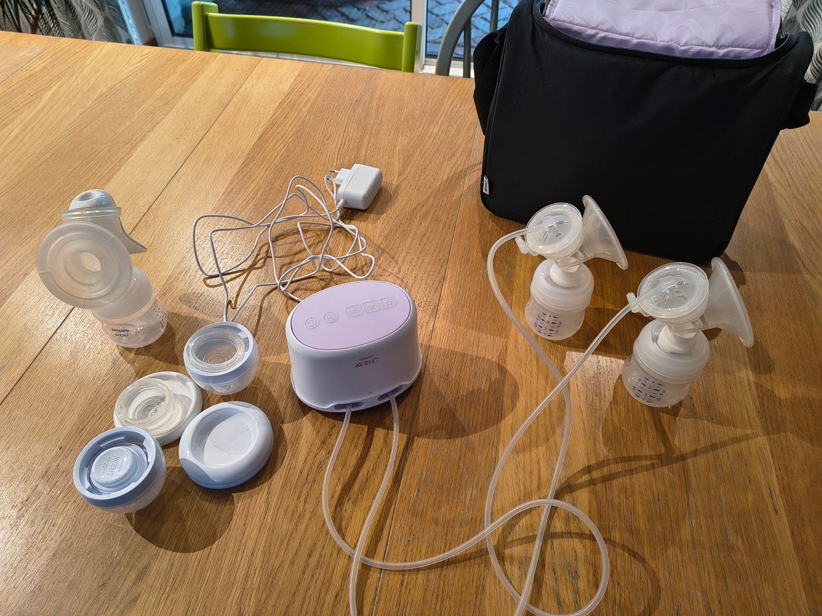 Kolfset van Philips Avent, elektrisch en handpomp, Borstkolf, Zo goed als nieuw, Inclusief tas, Philips Avent