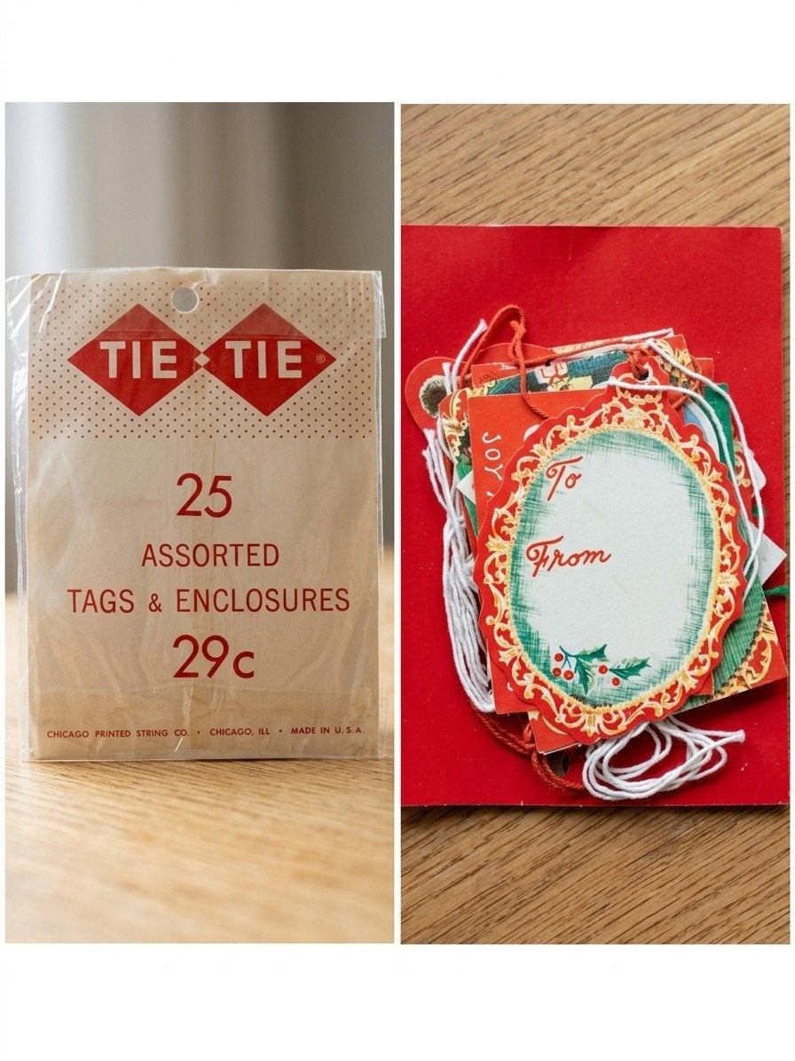 Vintage TIE-TIE Kerst Cadeaulabels (25 stuks), Ophalen, Nieuw